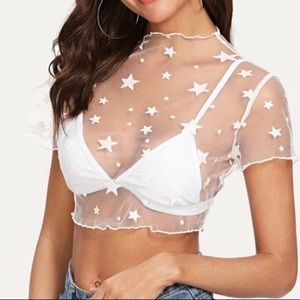 NWOT Shein Star Mesh Top